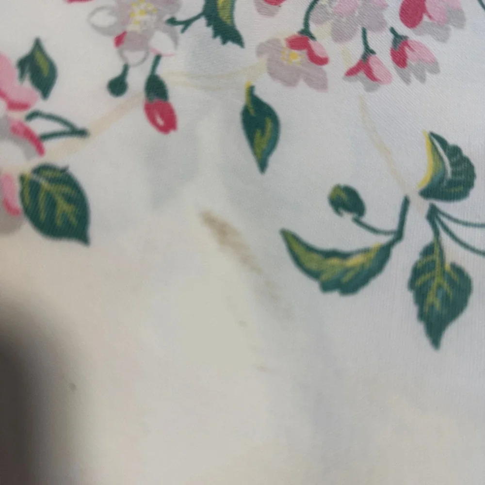 Vintage Wilendur Floral Tablecloth Cherry Blossom White Pink Green Cottagecore